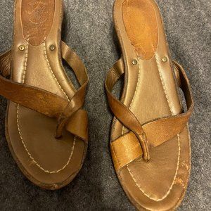 Frye Leather Toe Loop Wedge Sandals